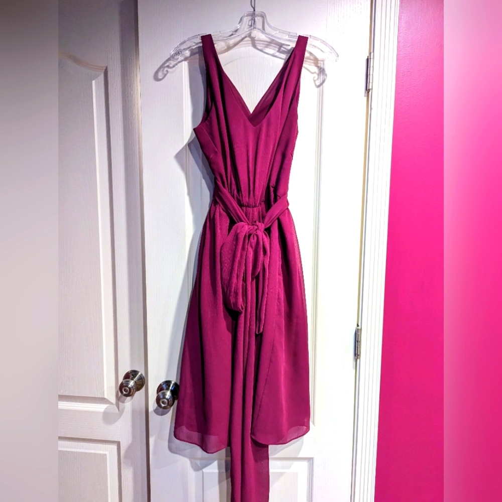 David’s Bridal Tie-Back Crinkle Chiffon Jumpsuit